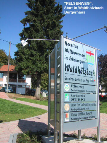 Startschild in Waldhölzbach auf den Losheimer Felsenweg